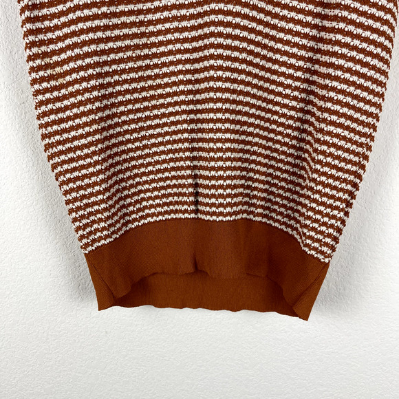 7 For All Mankind Brown and White V-Neck Sweater - Picture 3 of 11